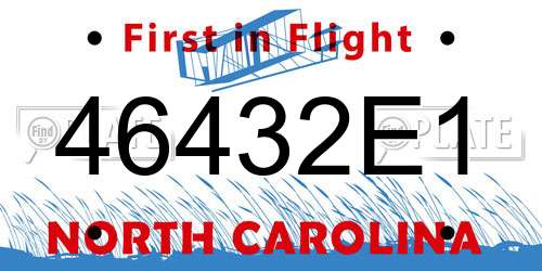 46432E1 North Carolina License Plate