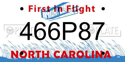 466P87 North Carolina License Plate