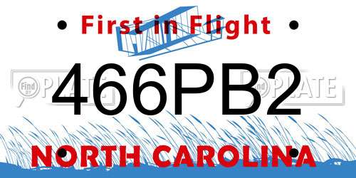 466PB2 North Carolina License Plate