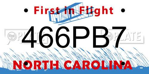 466PB7 North Carolina License Plate