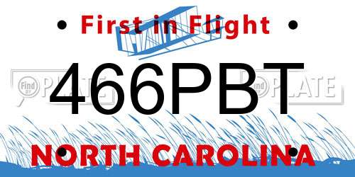 466PBT North Carolina License Plate