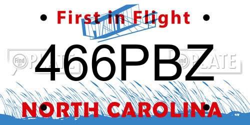 466PBZ North Carolina License Plate