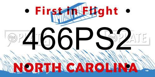 466PS2 North Carolina License Plate