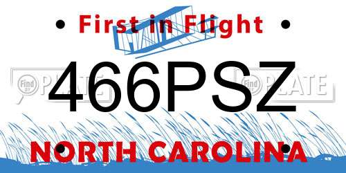 466PSZ North Carolina License Plate