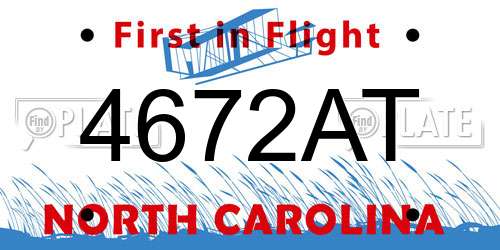 4672AT North Carolina License Plate
