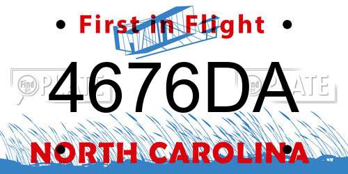 4676DA North Carolina License Plate