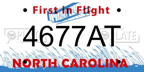 4677AT North Carolina License Plate
