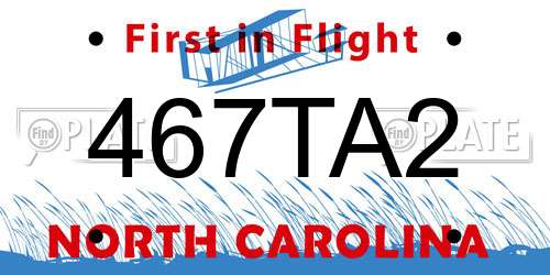 467TA2 North Carolina License Plate