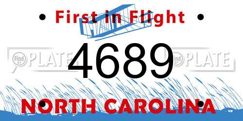 4689 North Carolina License Plate