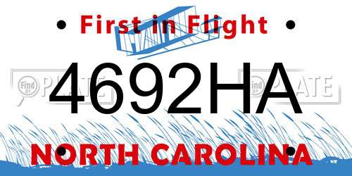 4692HA North Carolina License Plate