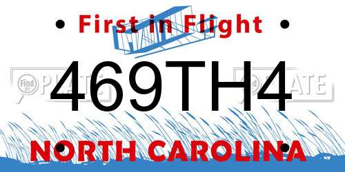 469TH4 North Carolina License Plate
