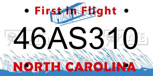 46AS310 North Carolina License Plate