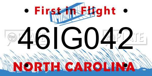 46IG042 North Carolina License Plate