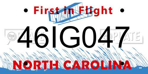 46IG047 North Carolina License Plate