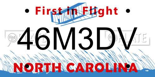 46M3DV North Carolina License Plate