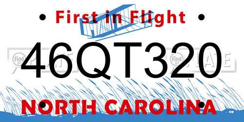 46QT320 North Carolina License Plate