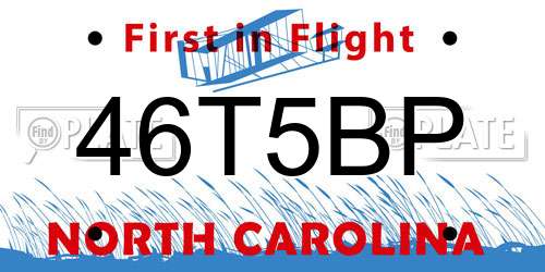 46T5BP North Carolina License Plate