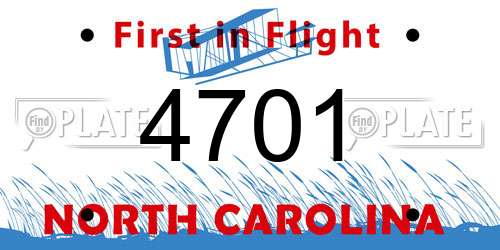 4701 North Carolina License Plate