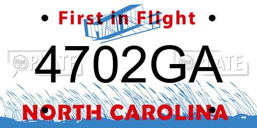 4702GA North Carolina License Plate