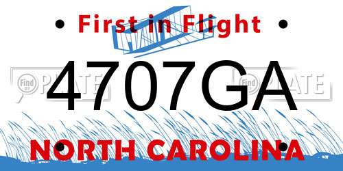 4707GA North Carolina License Plate
