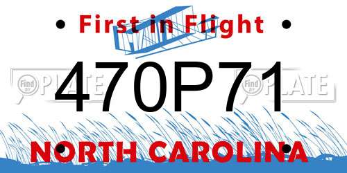 470P71 North Carolina License Plate