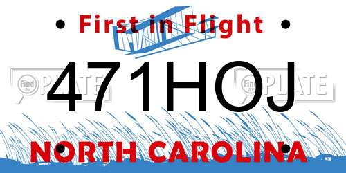 471HOJ North Carolina License Plate