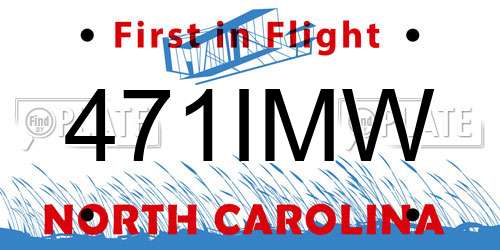 471IMW North Carolina License Plate