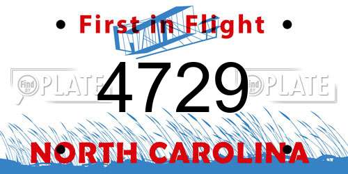 4729 North Carolina License Plate