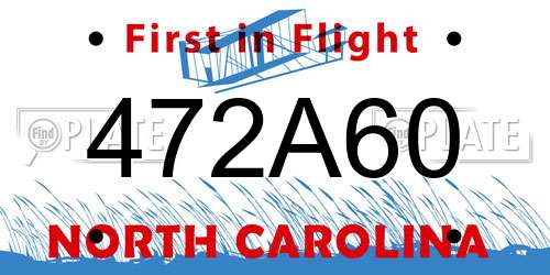 472A60 North Carolina License Plate