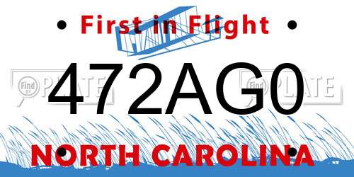472AG0 North Carolina License Plate