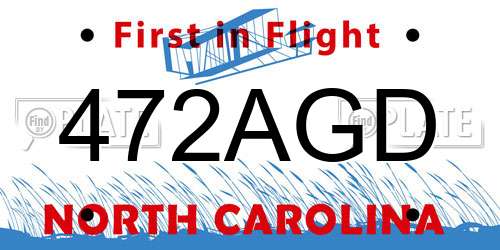 472AGD North Carolina License Plate