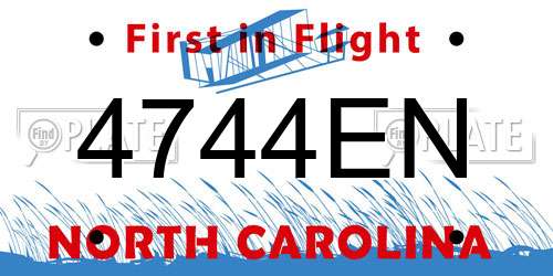 4744EN North Carolina License Plate