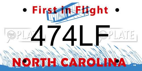 474LF North Carolina License Plate