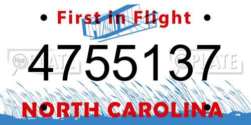 4755137 North Carolina License Plate