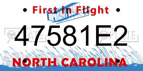 47581E2 North Carolina License Plate