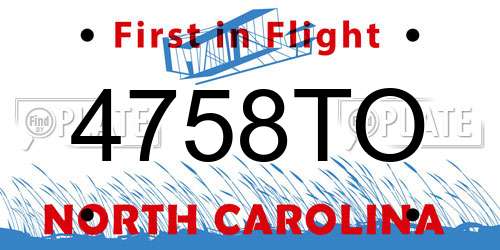 4758TO North Carolina License Plate