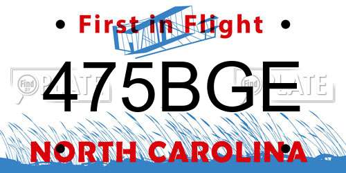 475BGE North Carolina License Plate