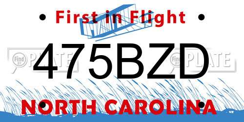 475BZD North Carolina License Plate