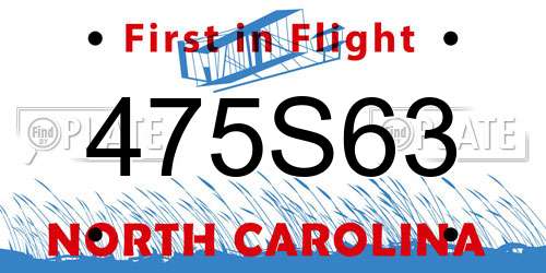 475S63 North Carolina License Plate