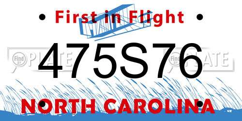 475S76 North Carolina License Plate
