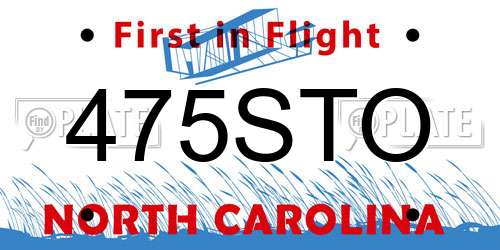 475STO North Carolina License Plate