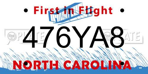 476YA8 North Carolina License Plate