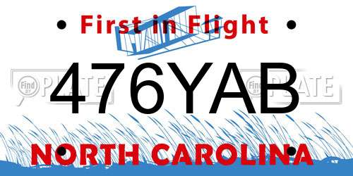 476YAB North Carolina License Plate