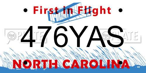 476YAS North Carolina License Plate
