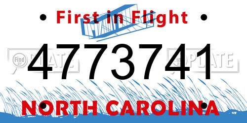 4773741 North Carolina License Plate