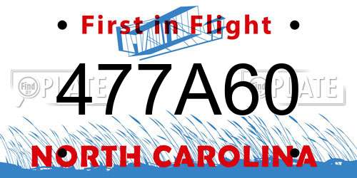 477A60 North Carolina License Plate