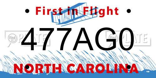 477AG0 North Carolina License Plate