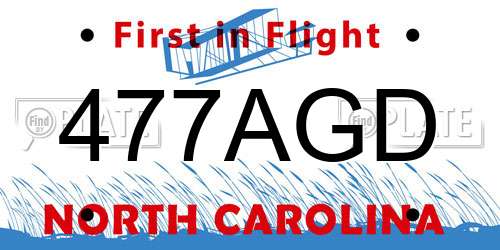 477AGD North Carolina License Plate