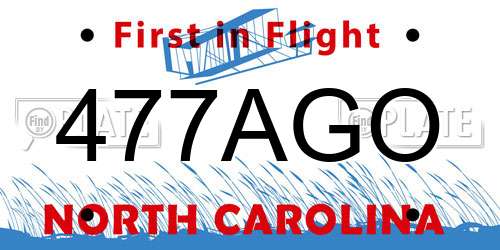 477AGO North Carolina License Plate