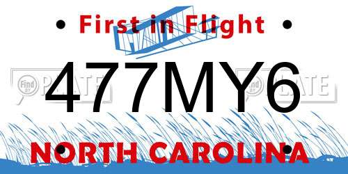 477MY6 North Carolina License Plate